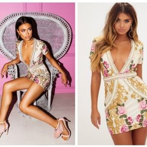 PLT Embroidered Floral Pearl Mini Dress XS